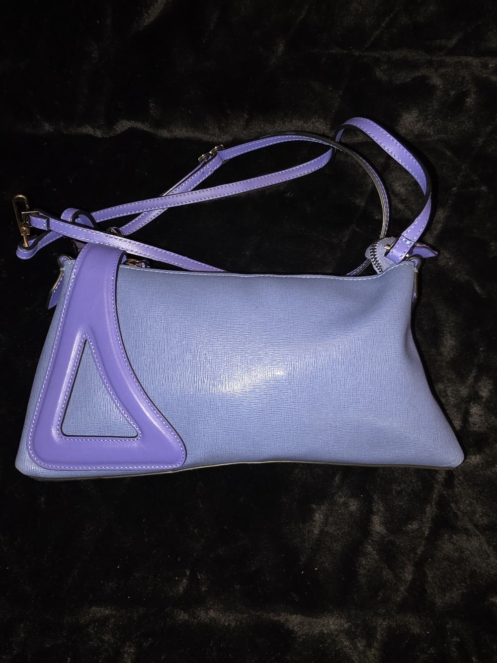 Lilac Two-Tone Shoulder Bag with Detachable Strap